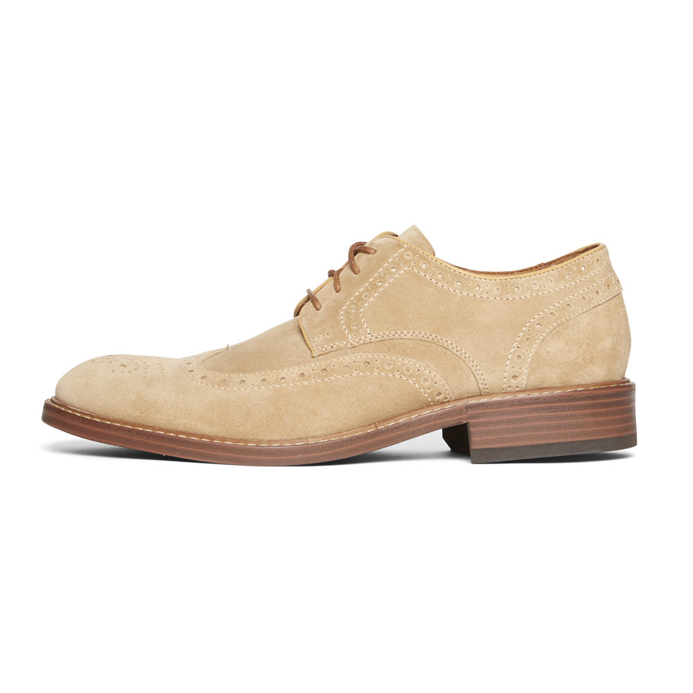 Rockport Mens Lace Up Khaki - Kenton Wingtip - UK 918-HSWFKY